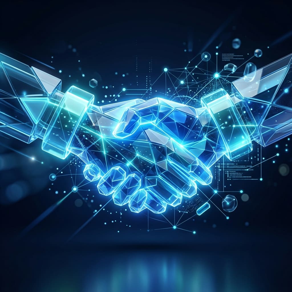 Abstract software partnership illustration